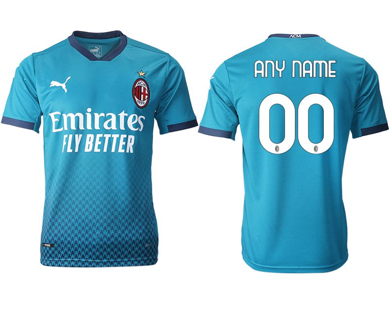 Men 2020-2021 club AC milan away aaa version customized blue Soccer Jerseys->ac milan jersey->Soccer Club Jersey